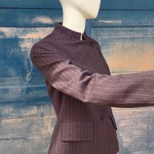 T&D BRAND LADIES PIN STRIPED SINGLE-BREASTED LUX BLAZER